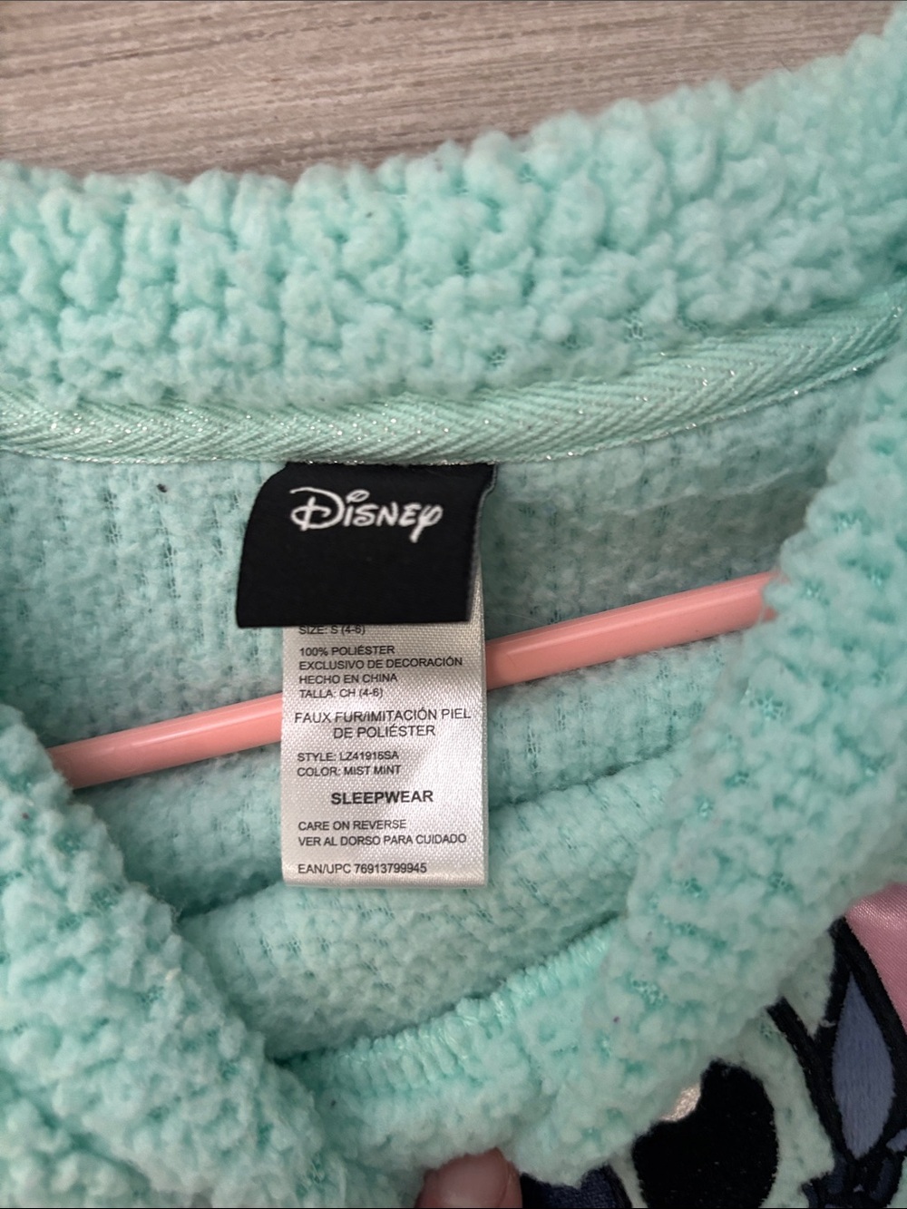 Disney Aqua Sherpa Pullover with Stitch Applique - Picture 3 of 3